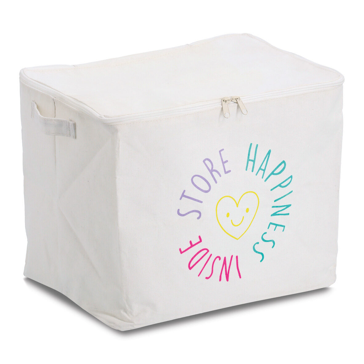zeller-present-happiness-aufbewahrungsbox-creme-reissverschluss image 1