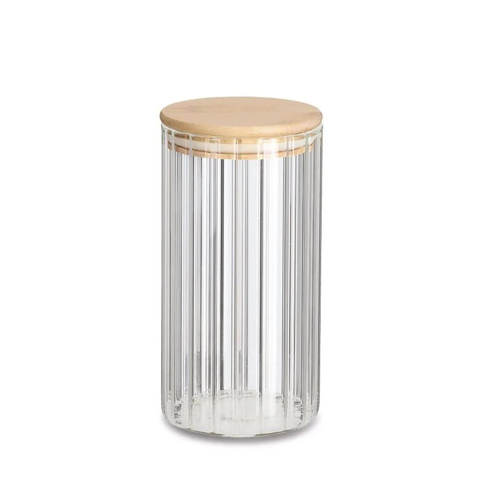 zeller-present-rillen-vorratsglas-850-ml-mit-bambusdeckel image 1