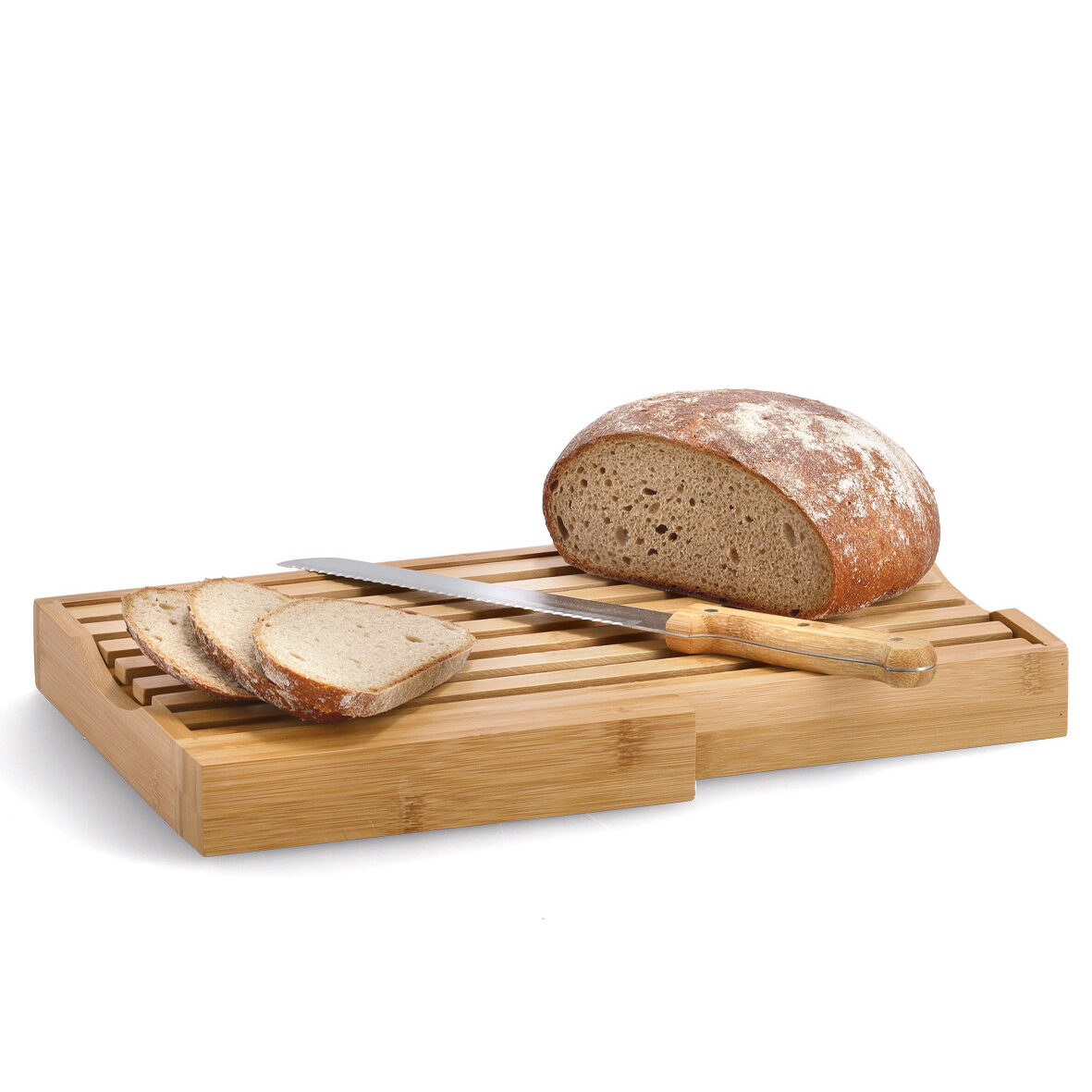 zeller-present-k-che-brot-schneidebrett-bambus-mit-messer image 2