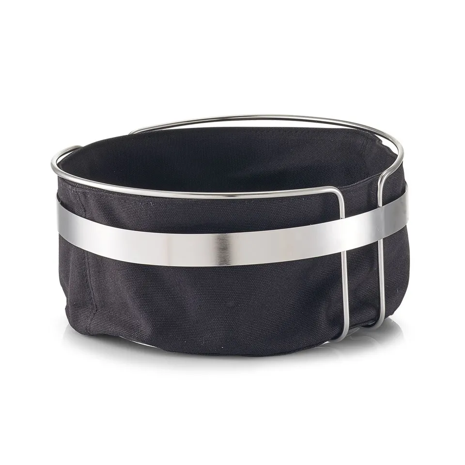 zeller-present-k-che-brotkorb-mit-beutel-schwarz-metall image 1
