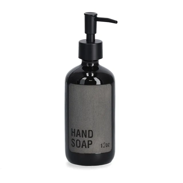 zeller-present-bad-seifenspender-handsoap-steingut-schwarz-340ml image 1