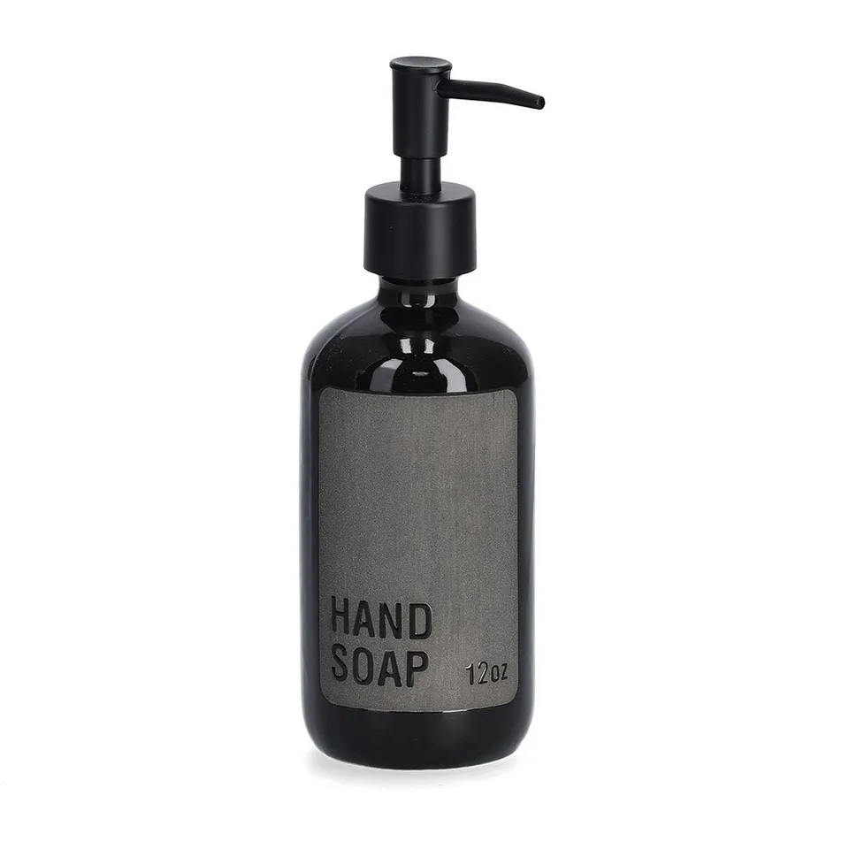 zeller-present-bad-seifenspender-handsoap-steingut-schwarz-340ml image 1