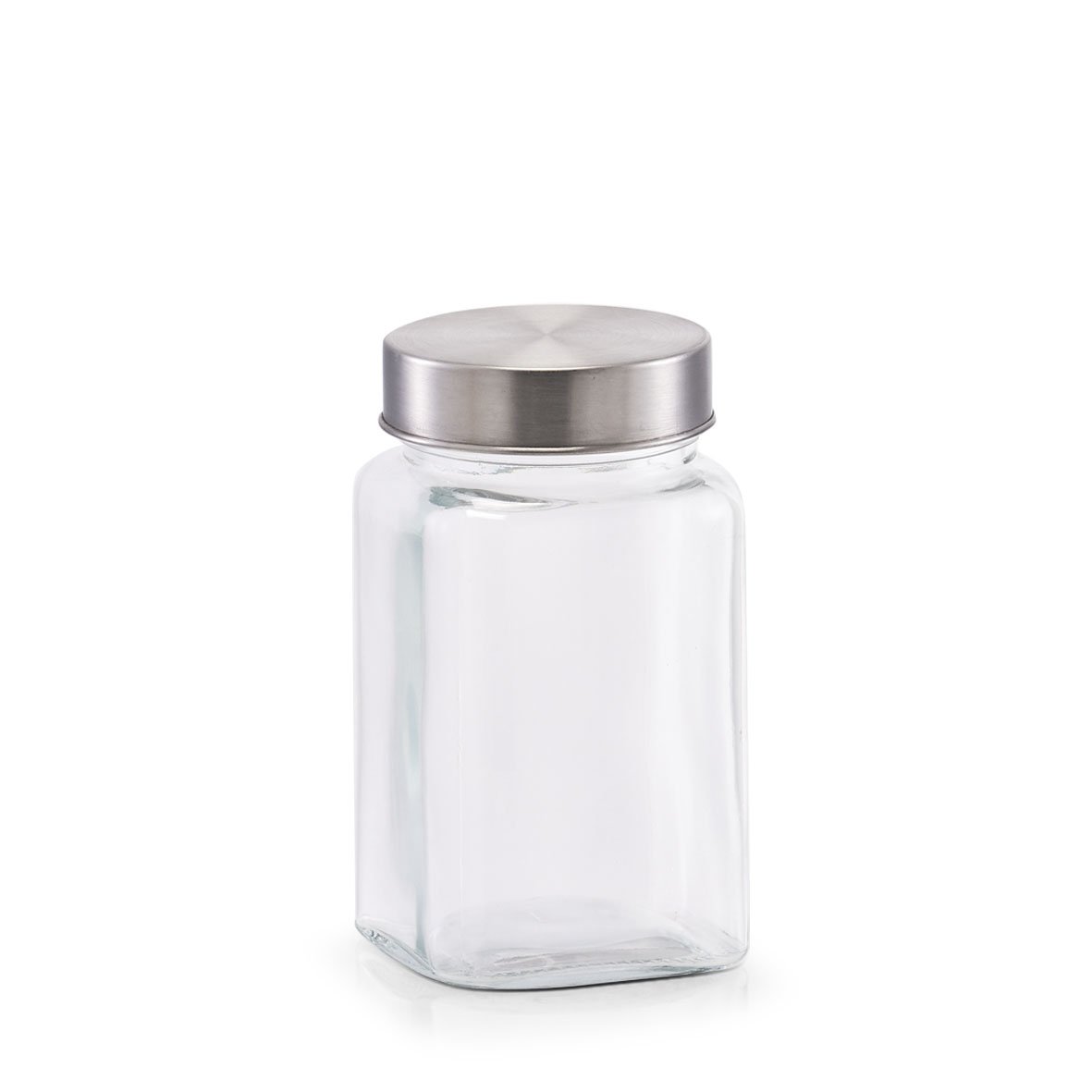 zeller-present-k-che-vorratsglas-420-ml-edelstahldeckel-glas image 1