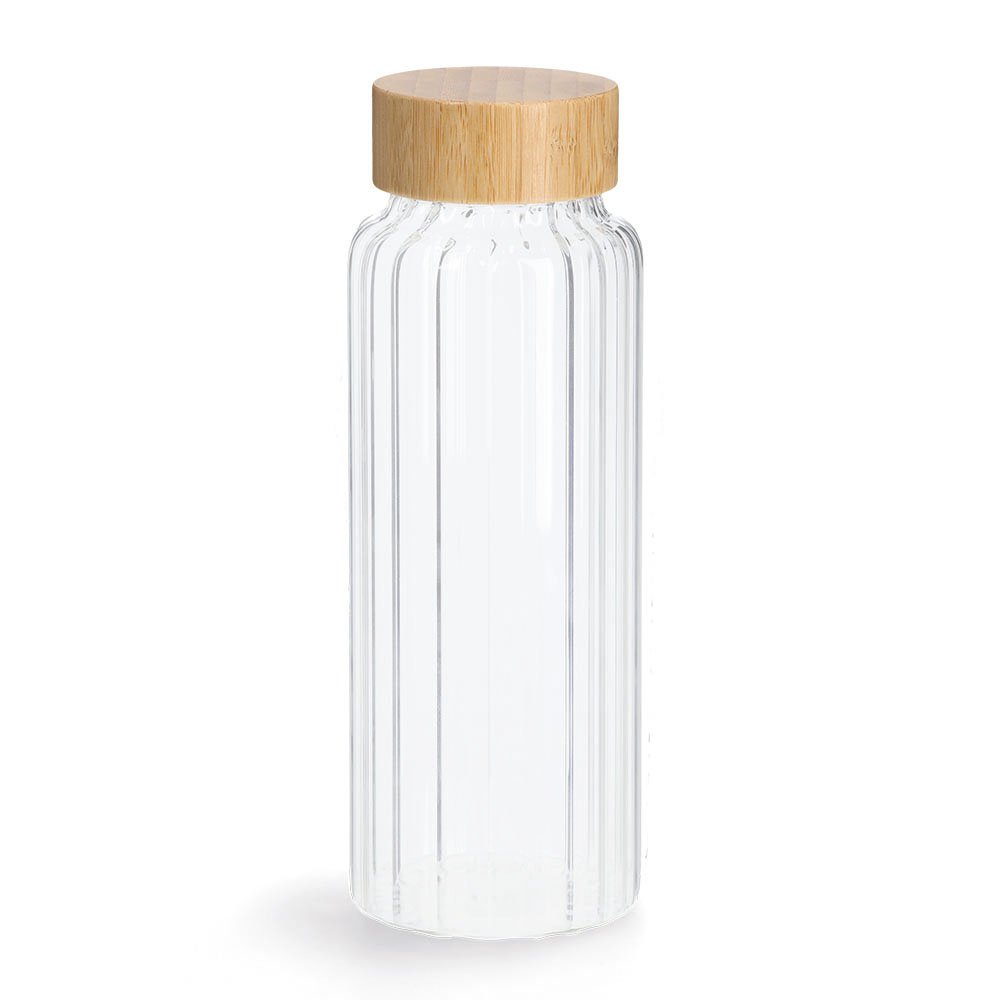 zeller-present-k-che-glasflasche-mit-bambusdeckel-1000-ml-rillenoptik image 1