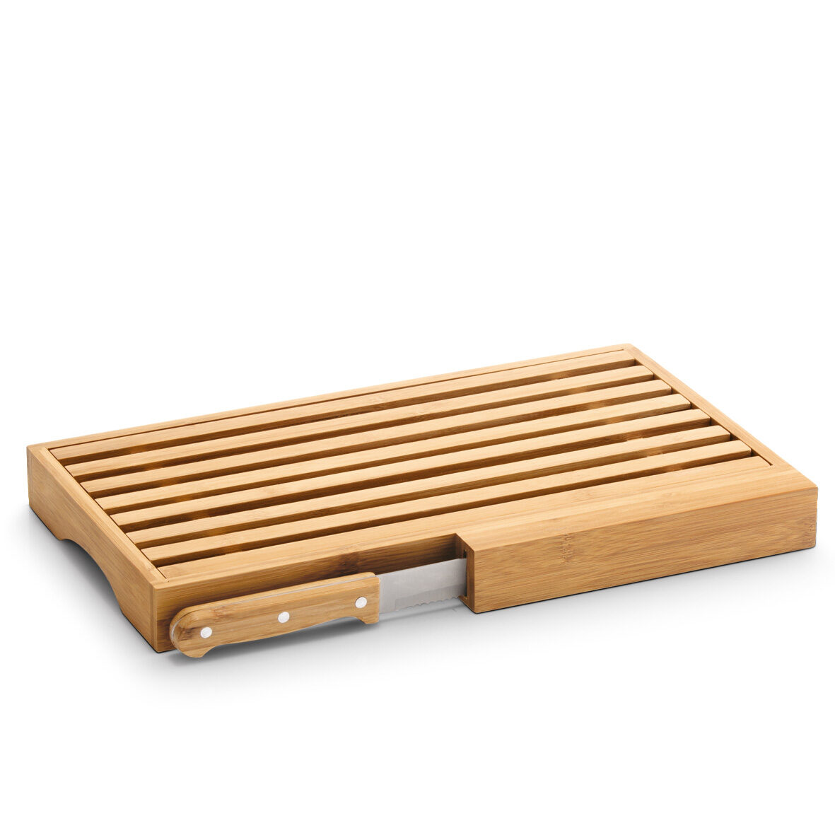 zeller-present-k-che-brot-schneidebrett-bambus-mit-messer image 1