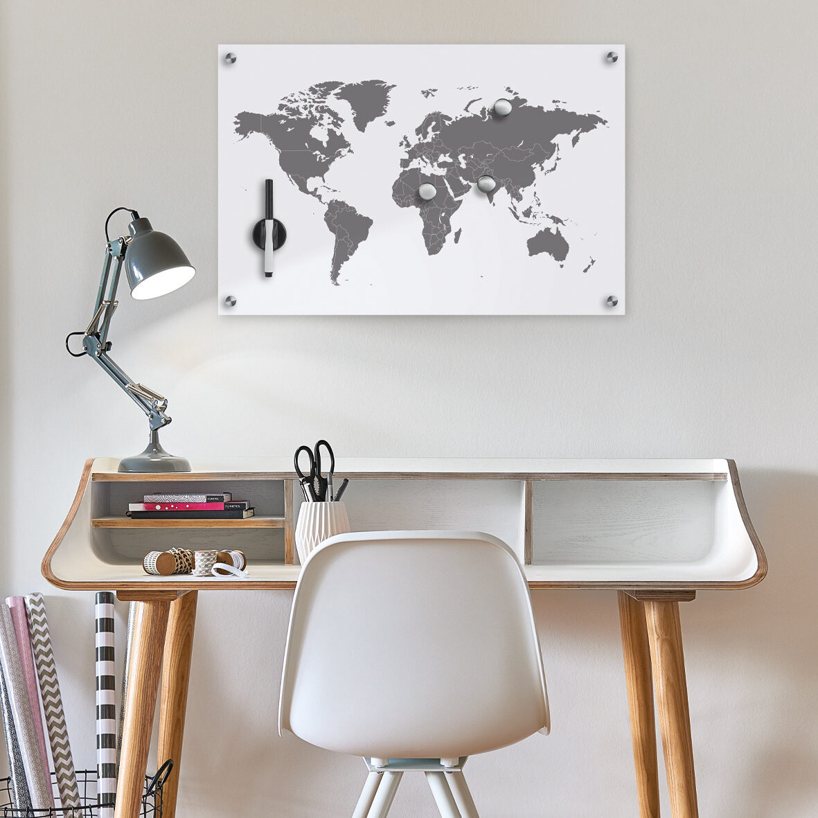 zeller-present-office-memoboard-world-map-glas-magnetisch image 7