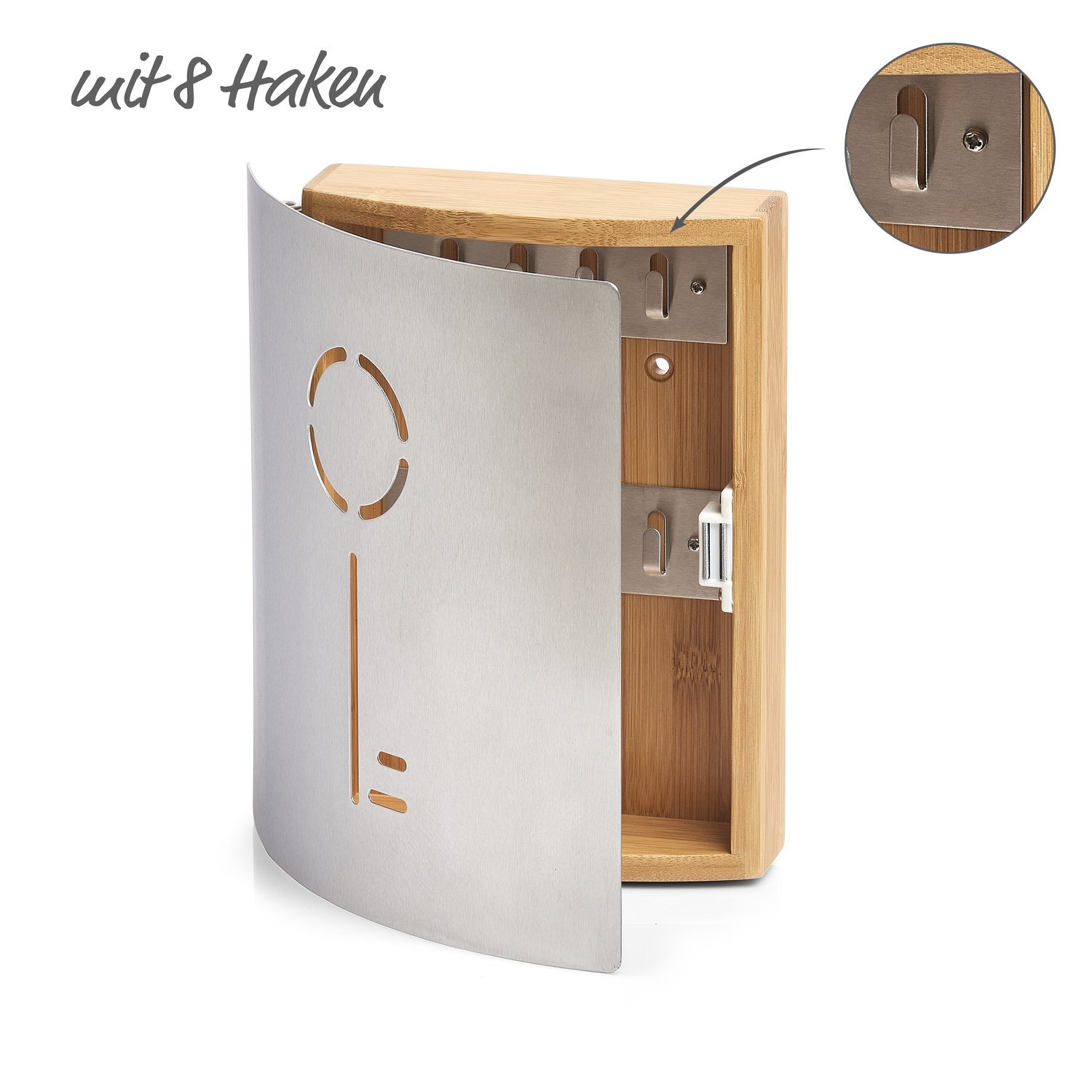zeller-present-home-living-schl-sselkasten-bambus-8-haken image 2