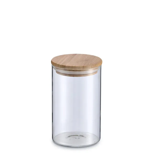zeller-present-k-che-vorratsglas-bambusdeckel-1000-ml-glas image 1