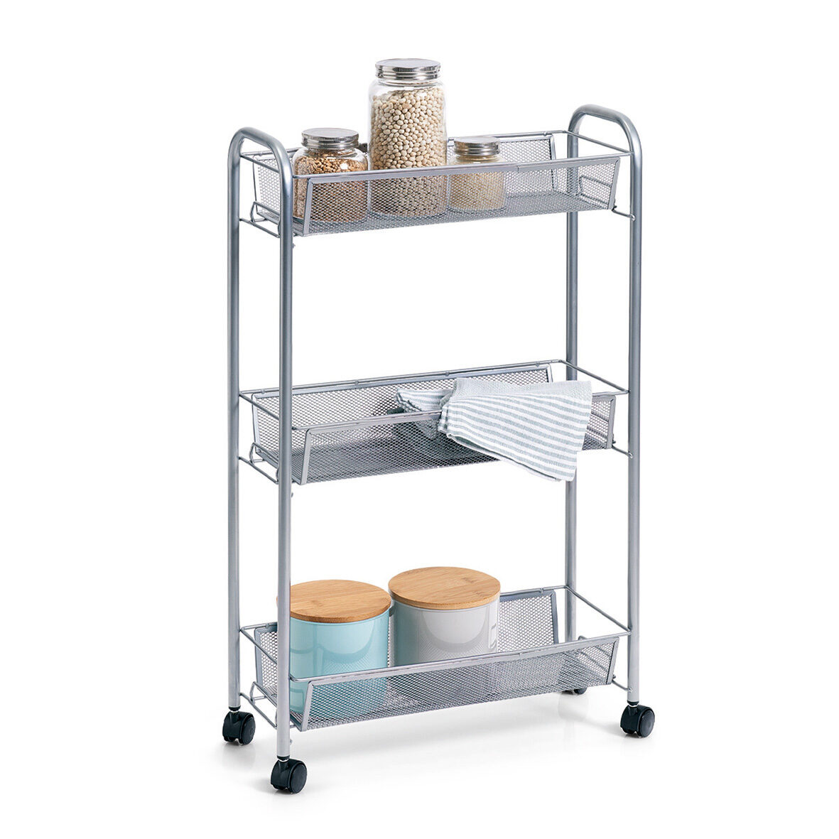 zeller-present-home-living-rollwagen-3-lagig-mesh-stahl image 2