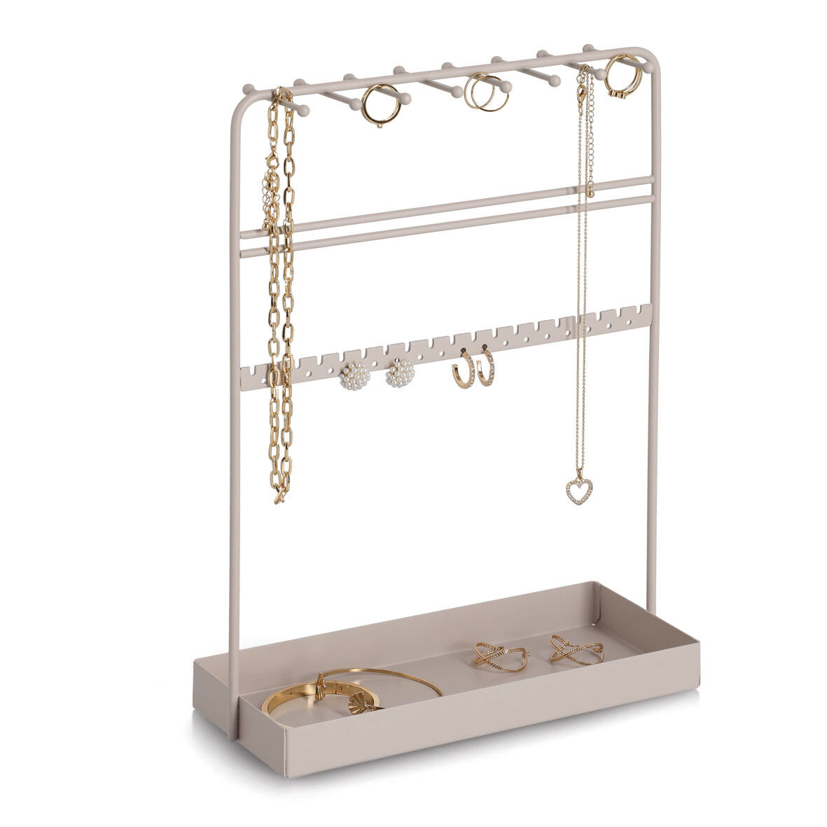zeller-present-schmuck-organizer-metall-schmuckst-nder-greige image 2