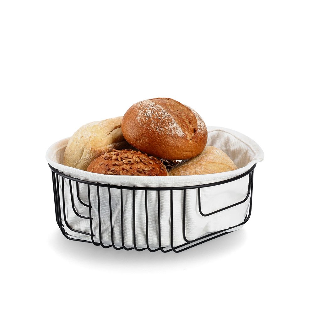 zeller-present-k-che-brotkorb-mit-beutel-schwarz-metall-2 image 2