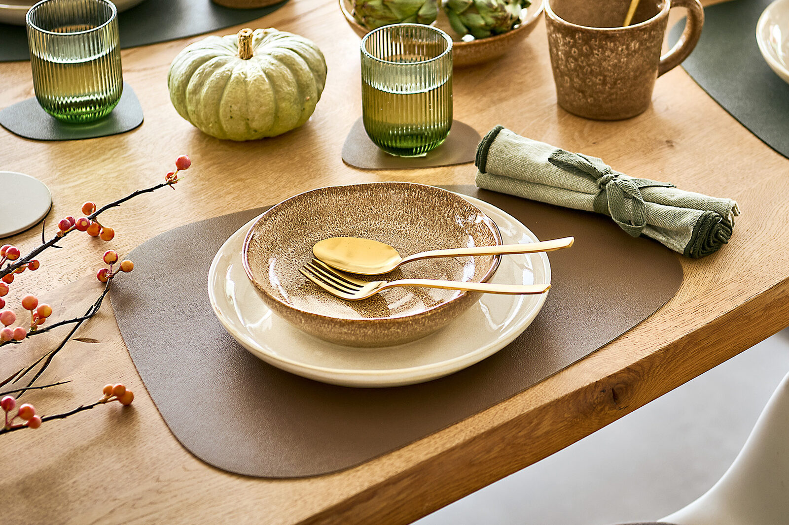 zeller-present-2-tone-platzset-kunstleder-beige-braun image 6
