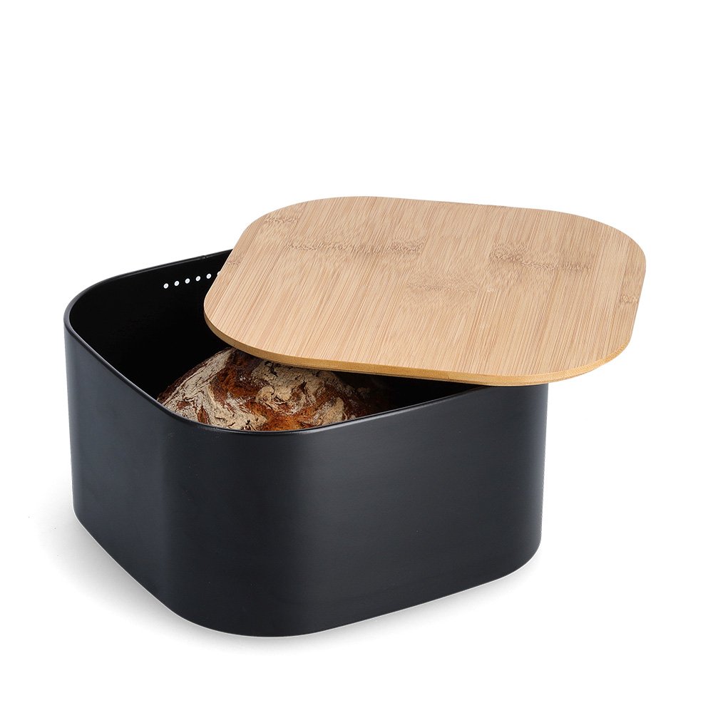 zeller-present-k-che-brotkasten-metall-schwarz-bambusdeckel image 4
