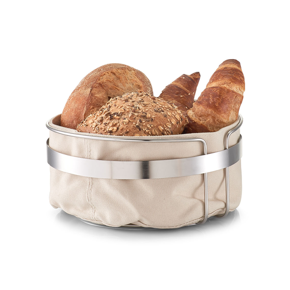 zeller-present-k-che-brotkorb-creme-metall-baumwolle image 3