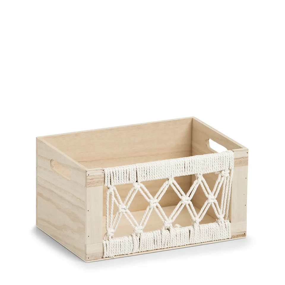 zeller-home-aufbewahrungskiste-boho-holz-baumwolle image 1