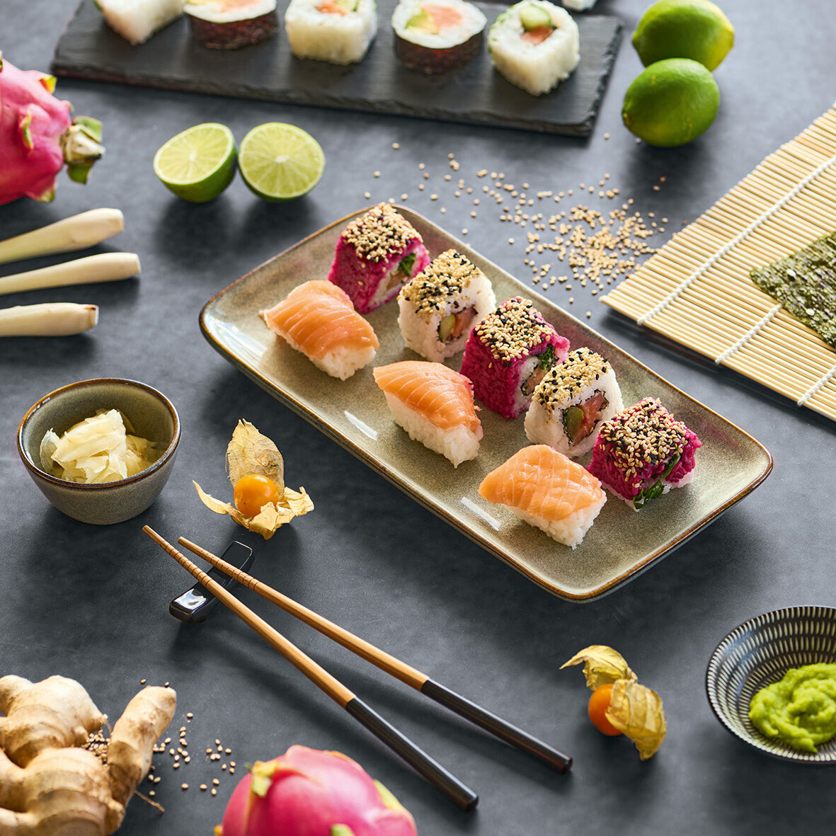 zeller-present-home-living-sushi-set-5-tlg-steingut-bambus image 4