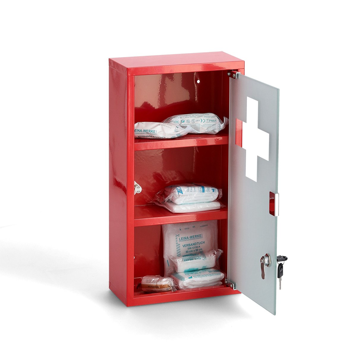 zeller-present-k-che-medizinschrank-metall-glas-rot image 2