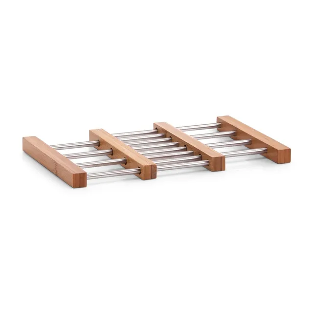 zeller-present-topfuntersetzer-ausziehbar-bambus-edelstahl image 1
