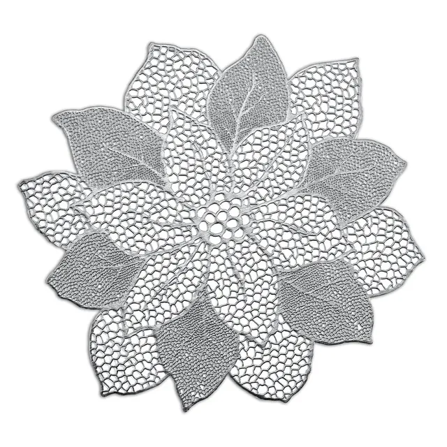 zeller-table-platzset-flower-kunststoff-silber-abwischbar image 1