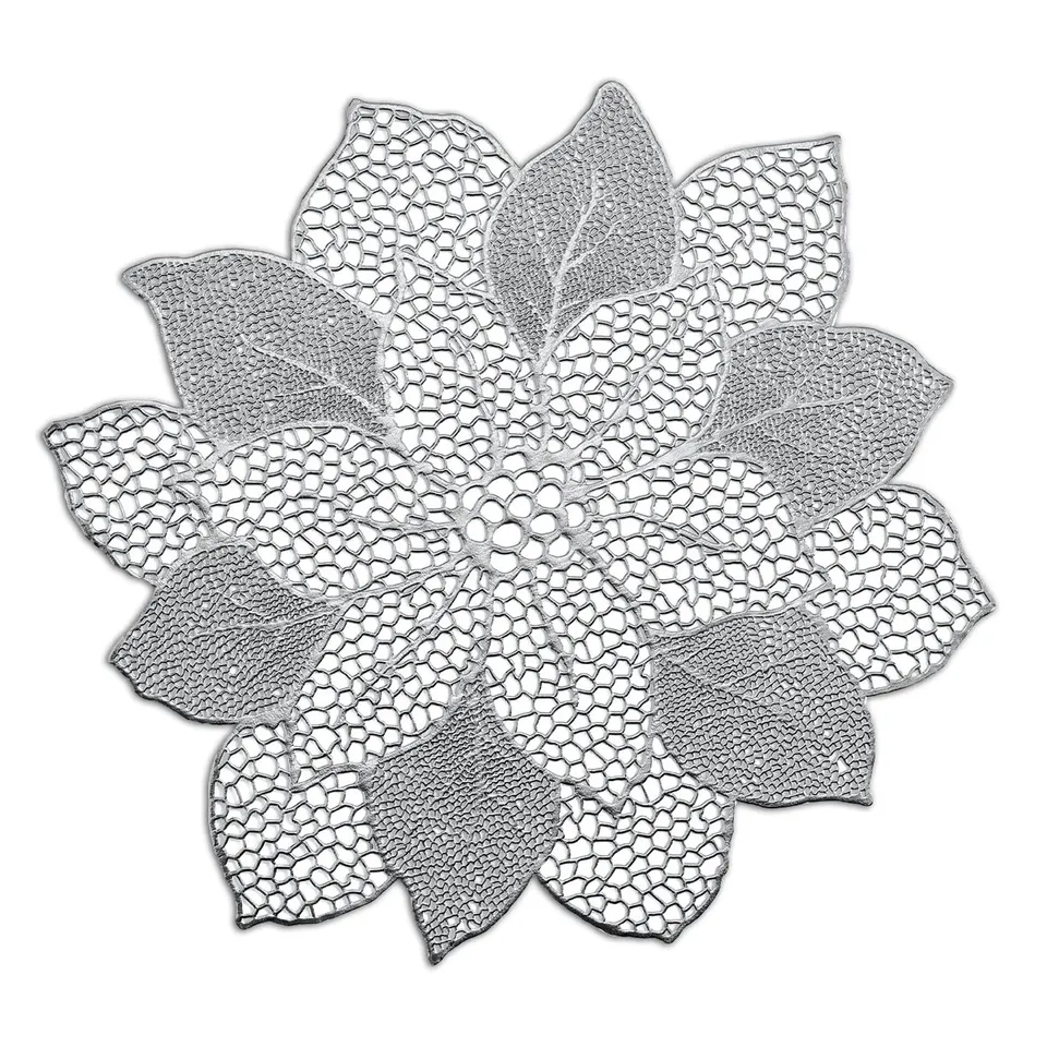 zeller-table-platzset-flower-kunststoff-silber-abwischbar image 1