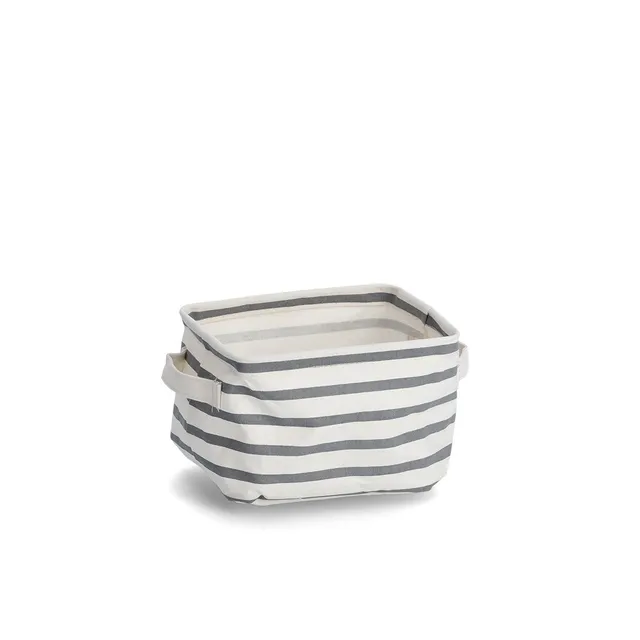 zeller-present-home-living-korb-stripes-canvas-wei-grau image 1
