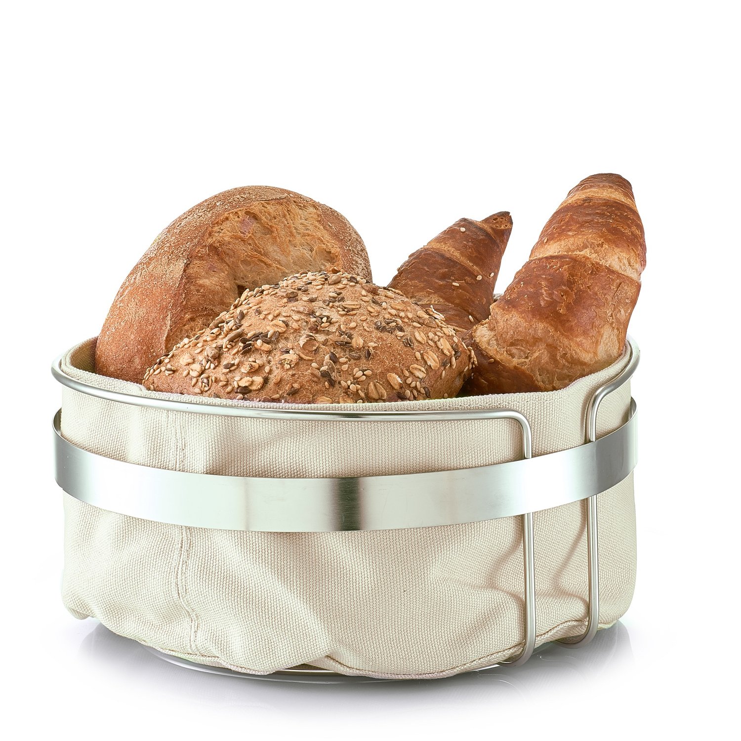zeller-present-k-che-brotkorb-creme-metall-baumwolle image 2