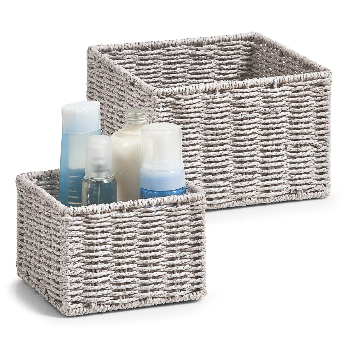zeller-present-home-living-aufbewahrungsk-rbchen-set-2-tlg-papiergeflecht image 1