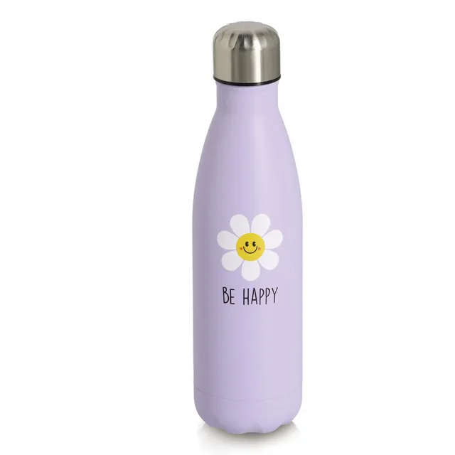 zeller-present-happy-flower-trinkflasche-500-ml-edelstahl-flieder image 1