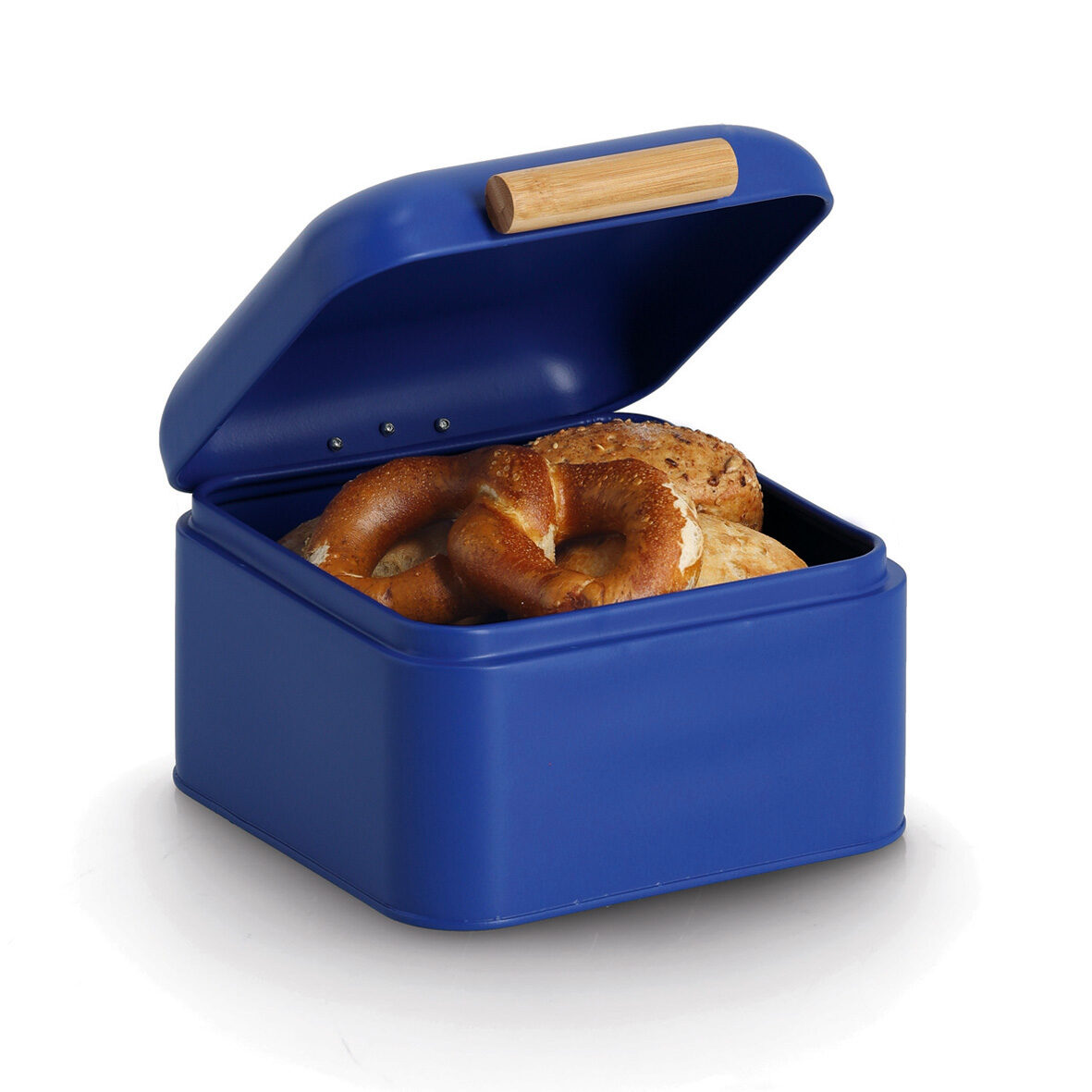 zeller-present-k-che-brotkasten-metall-bambus-blau-retro-2 image 2
