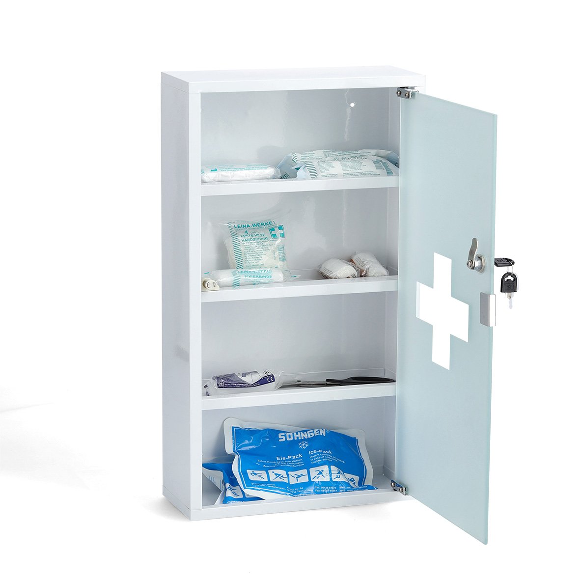 zeller-present-medizinschrank-metall-glas-wei-abschlie-bar image 3