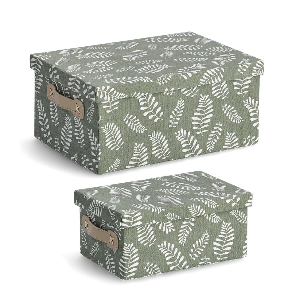 zeller-home-living-aufbewahrungsbox-leaves-stoff-mit-deckel image 5