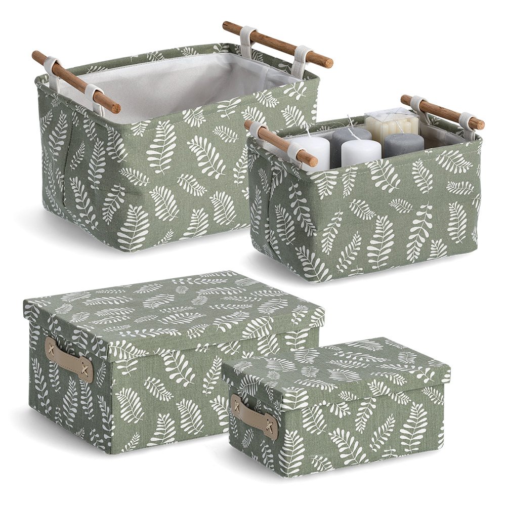 zeller-home-living-aufbewahrungsbox-leaves-stoff-mit-deckel image 6