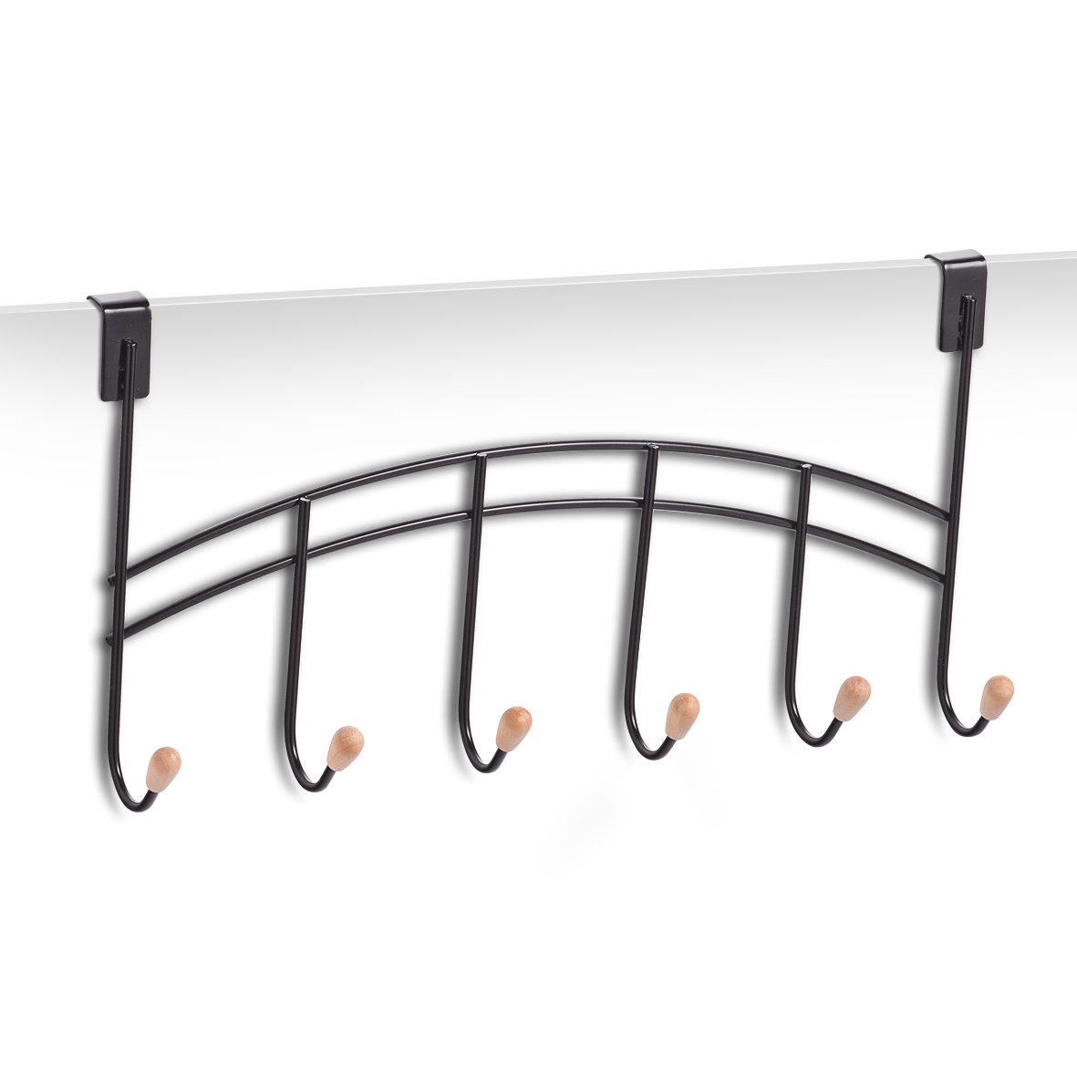 zeller-present-home-t-rh-nger-6-haken-metall-holz-schwarz image 1