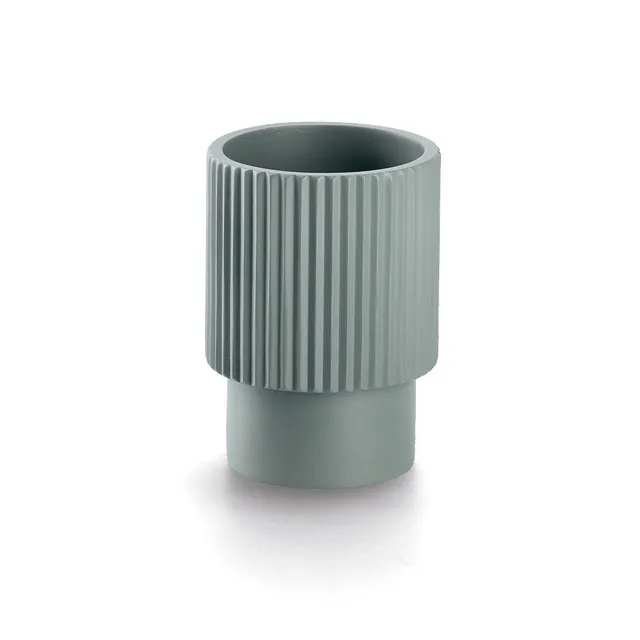 zeller-present-bad-zahnputzbecher-stripes-polyresin-salbei-rillen image 1