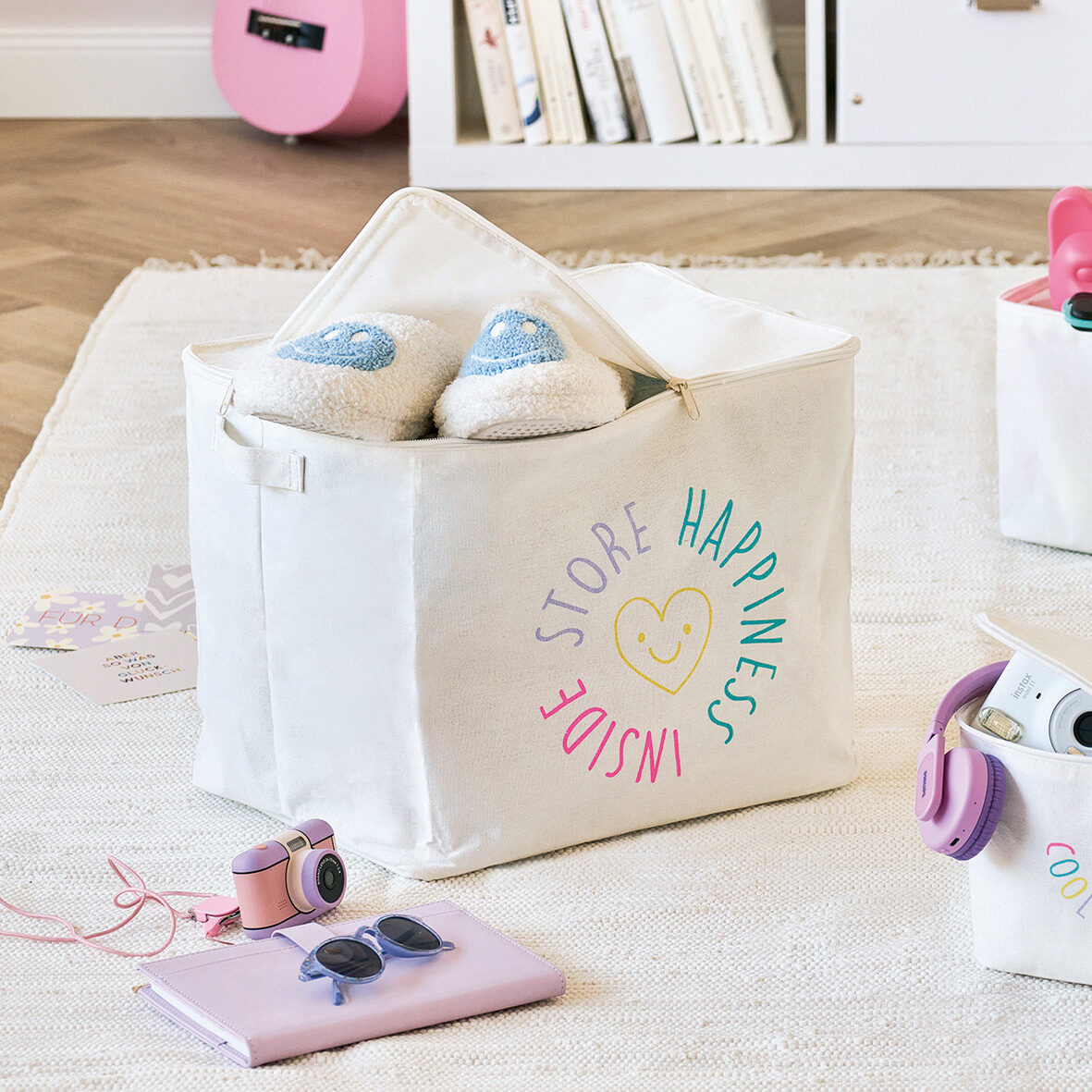 zeller-present-happiness-aufbewahrungsbox-creme-reissverschluss image 4