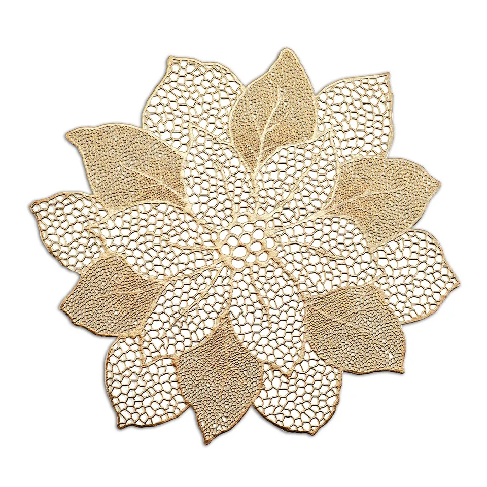 zeller-present-table-flower-platzset-gold-kunststoff-pvc image 1