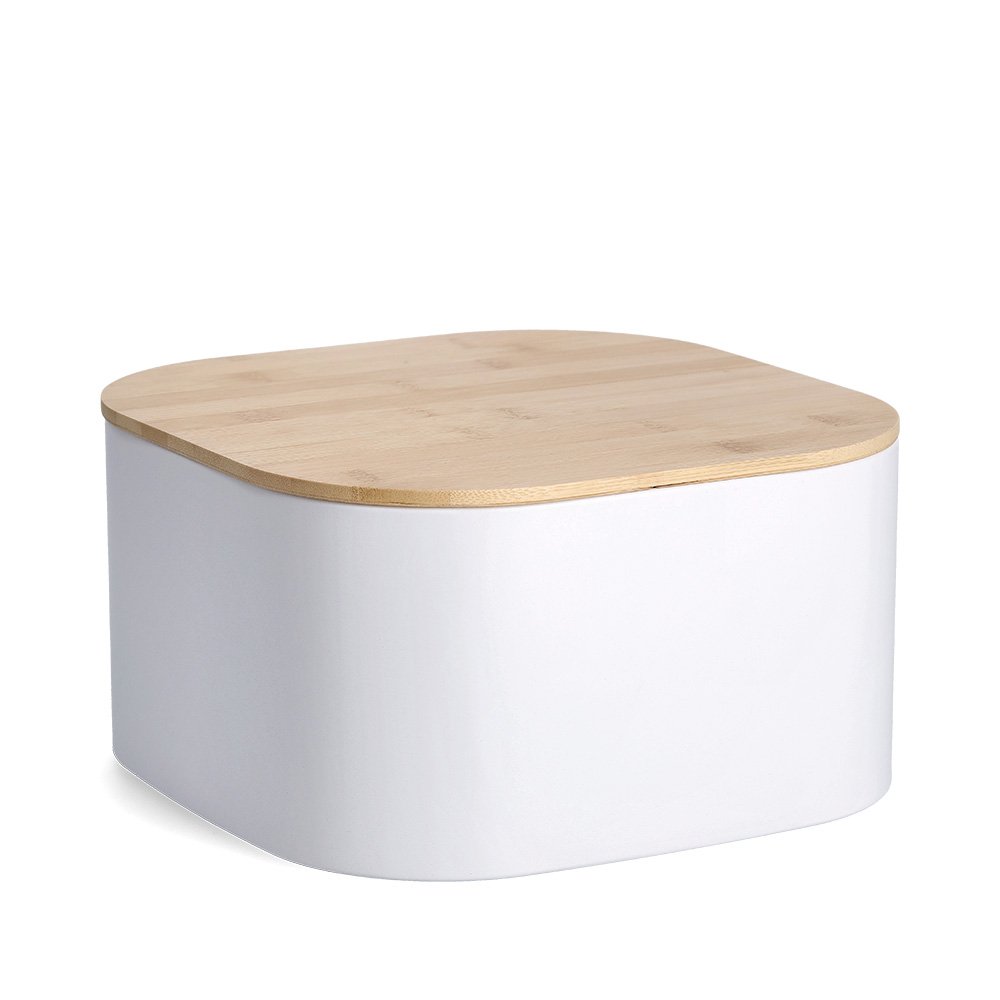 zeller-present-k-che-brotkasten-metall-wei-mit-bambusdeckel image 1