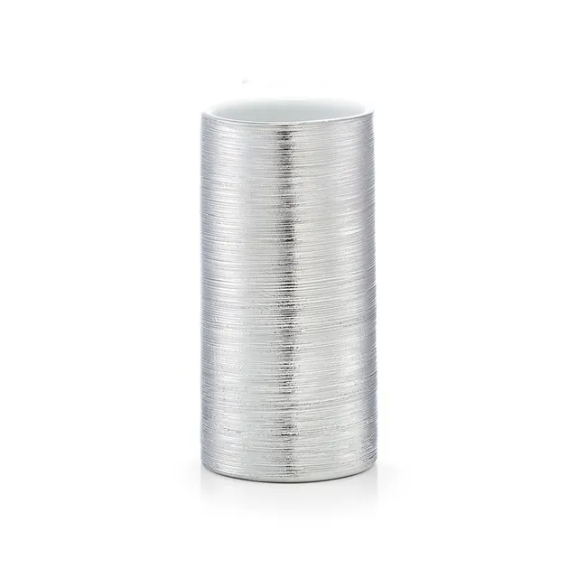 zeller-present-bad-zahnputzbecher-brushed-steinzeug-silber image 1