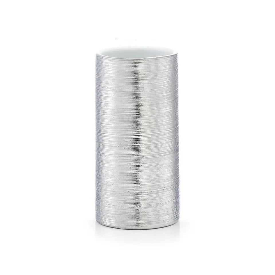 zeller-present-bad-zahnputzbecher-brushed-steinzeug-silber image 1