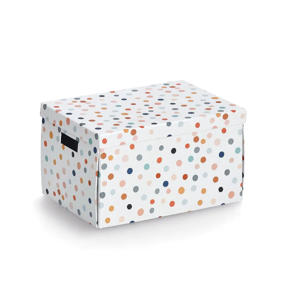 zeller-present-home-aufbewahrungsbox-dots-karton-mit-griff image 1