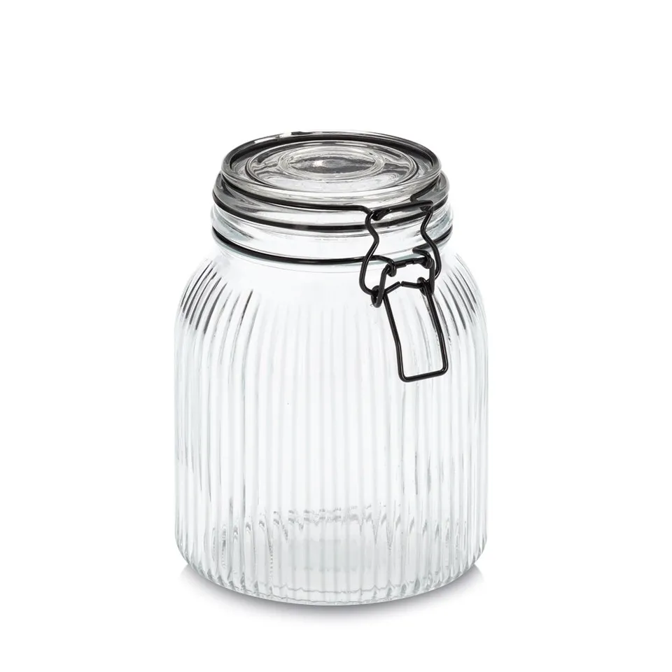 zeller-present-k-che-vorratsglas-b-gelverschluss-1400-ml-geriffelt image 1