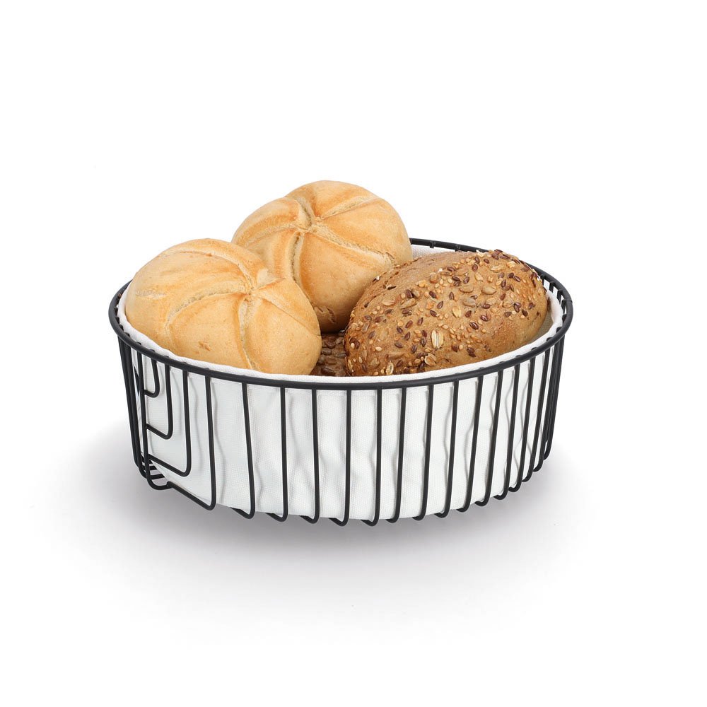zeller-present-k-che-brotkorb-mit-beutel-schwarz-metall-2 image 3