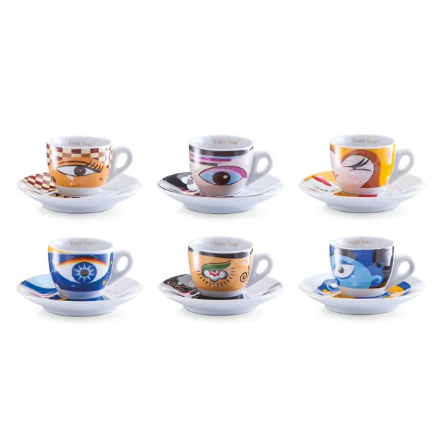 zeller-present-magic-eyes-espresso-set-porzellan-12-tlg-bunt image 1