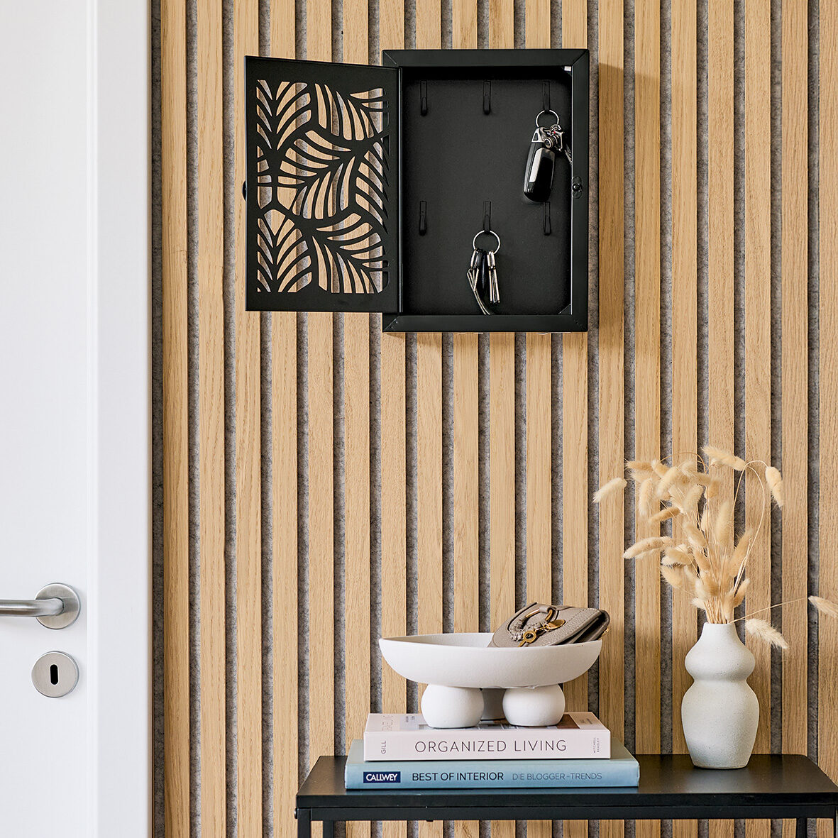 zeller-present-home-schluesselkasten-leaves-metall-schwarz image 6