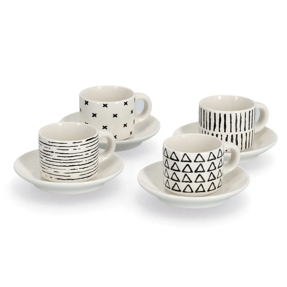 zeller-present-k-che-espresso-set-8-tlg-porzellan-schwarz-wei image 1
