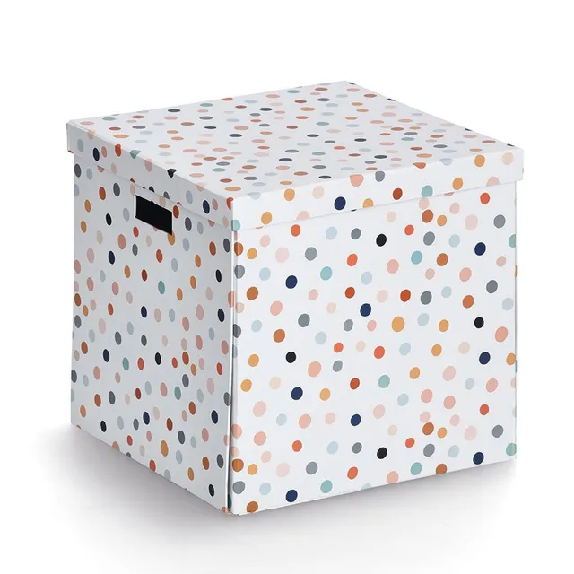 zeller-present-dots-aufbewahrungsbox-karton-mit-deckel-bunt image 1