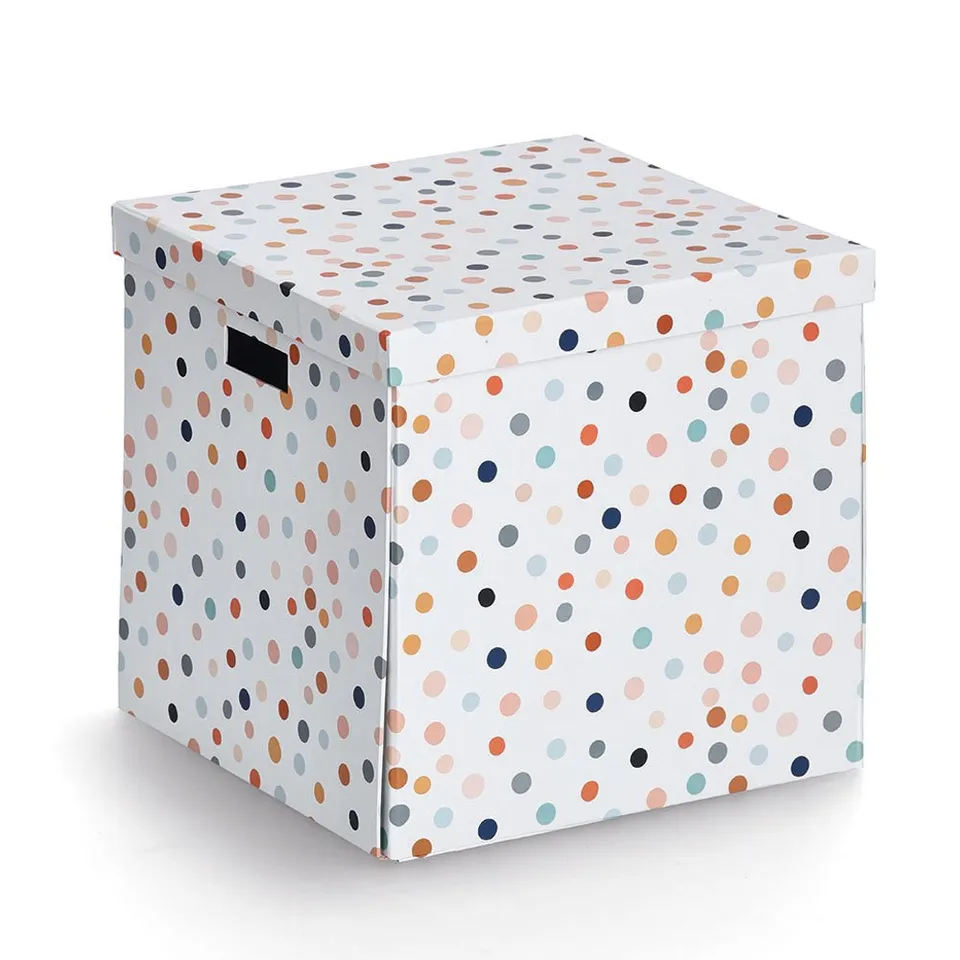 zeller-present-dots-aufbewahrungsbox-karton-mit-deckel-bunt image 1
