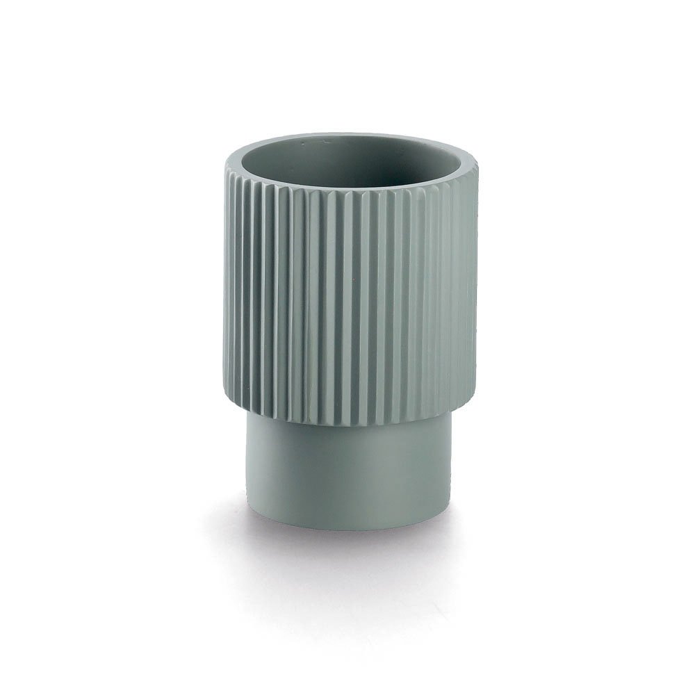 zeller-present-bad-zahnputzbecher-stripes-polyresin-salbei-rillen image 1