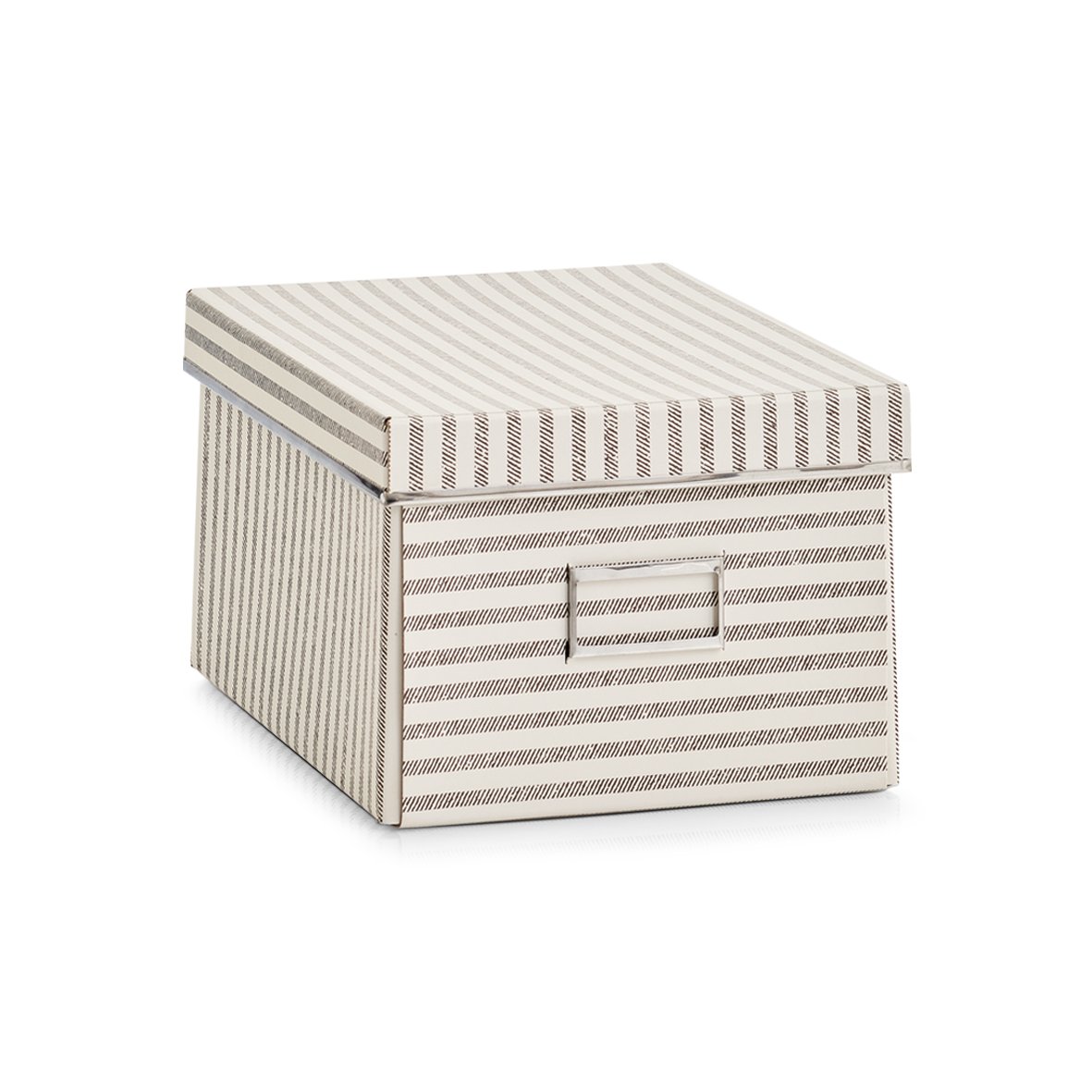 zeller-present-stripes-aufbewahrungsbox-pappe-beige-mit-deckel image 1