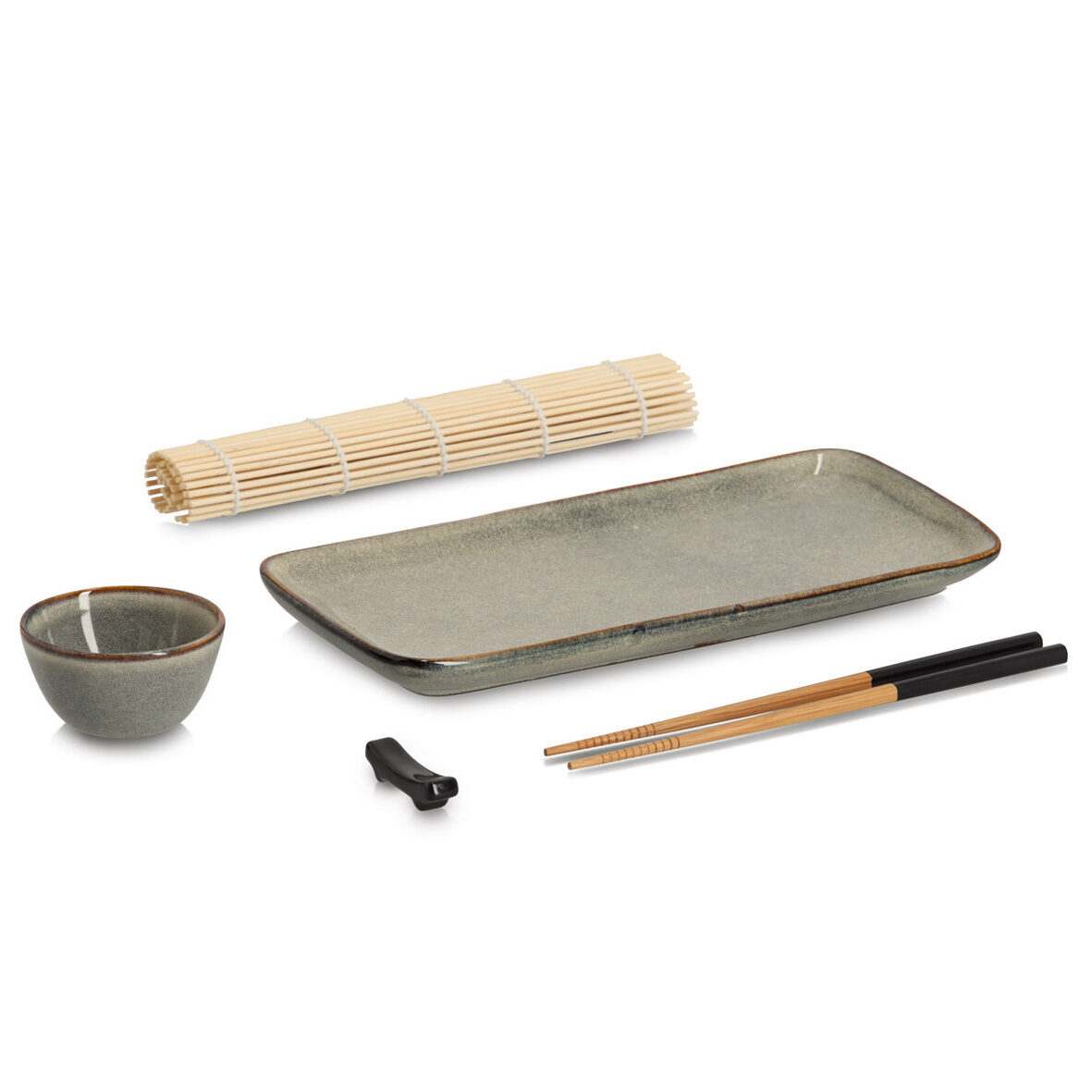 zeller-present-home-living-sushi-set-5-tlg-steingut-bambus image 2